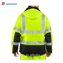 Moda Winderproof ANSI clase 3 Visibilidad 3 m chaqueta de seguridad reflexiva, alta visibilidad edredón forrado chaqueta de lluvia